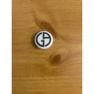 Giorgio Armani Enamel Lapel Pin – Green & White Logo – Fashion Collectible